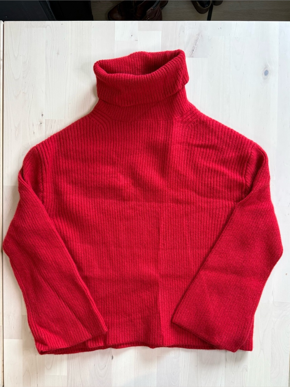 J. Crew Red Ribbed Turtleneck Sweater - cashmere and wool